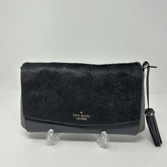 Kate Spade Laurel Way Haircalf Greer Crossbody Shoulder Bag Purse Smoky Gray - Picture 2 of 16